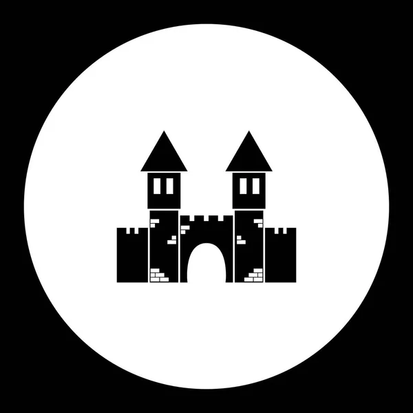 Kasteel met torens en poort eenvoudig zwart pictogram eps10 — Stockvector