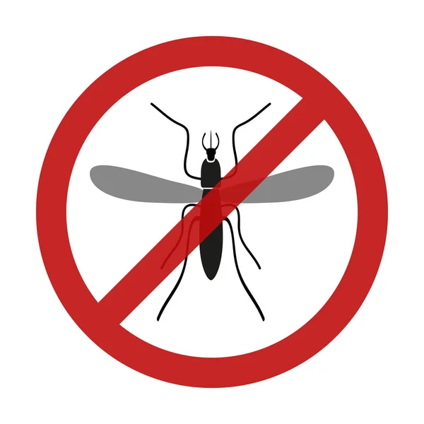 Stop mosquito insect red restriction sign eps10 — Stock Vector