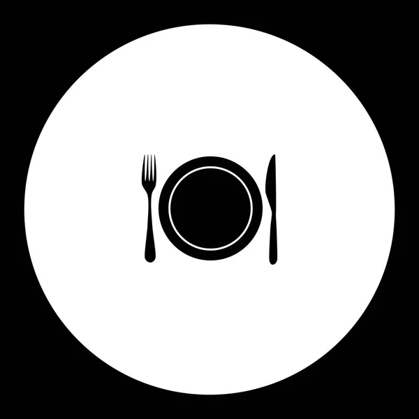 Teller und Besteck einfache Silhouette schwarzes Symbol eps10 — Stockvektor