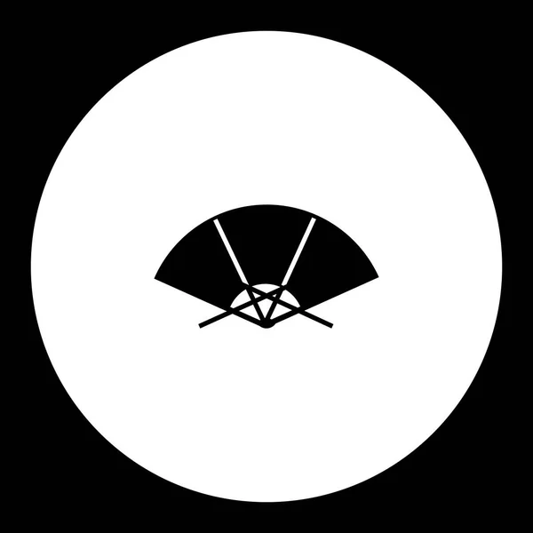 Oriental ventilador silueta simple negro icono eps10 — Vector de stock