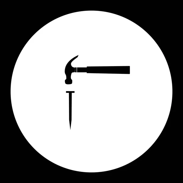 锤子和钉子简单轮廓的黑色图标 eps10 — 图库矢量图片