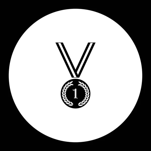 Medaille für Sieger einfache Silhouette schwarzes Symbol eps10 — Stockvektor