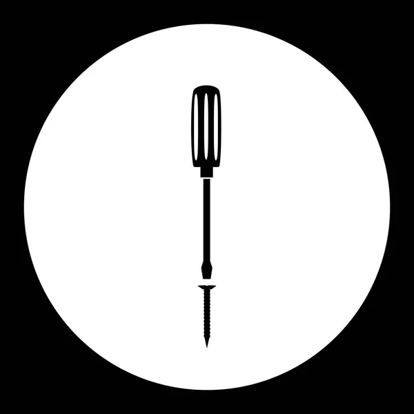 Tornillo y scrwedriver silueta simple icono negro eps10 — Vector de stock