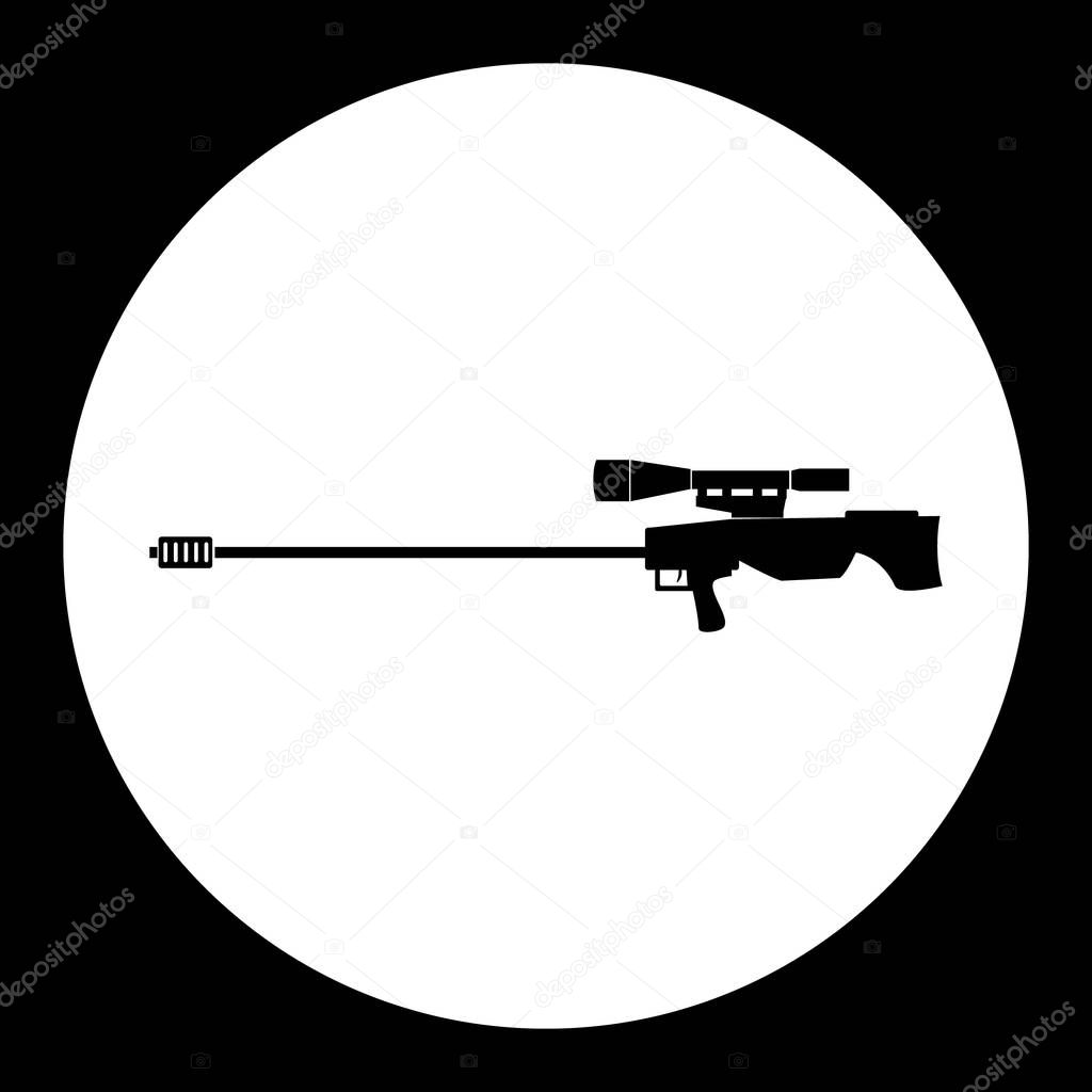 sniper rifle simple silhouette black icon eps10