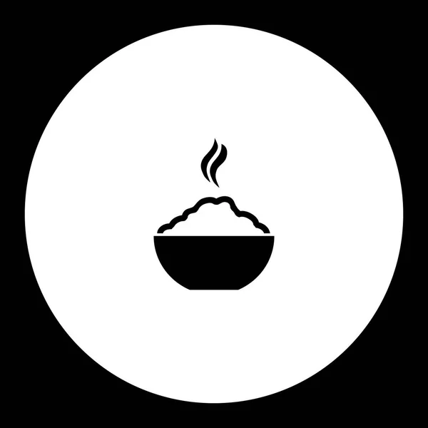 Comida de arroz caliente en un tazón simple icono negro eps10 — Vector de stock