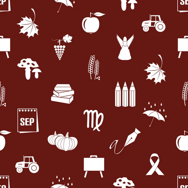 September month theme set of icons red pattern eps10 — Stock Vector