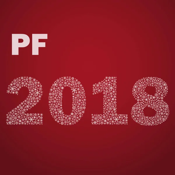 Red happy new year pf 2018 dari little snowflakes eps10 - Stok Vektor
