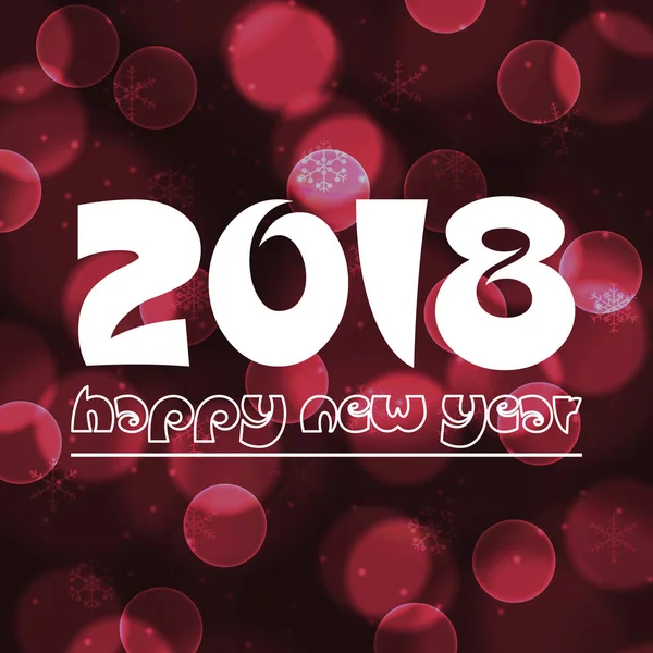 Happy new year 2018 on red bokeh dots and snowlakes background eps10 - Stok Vektor