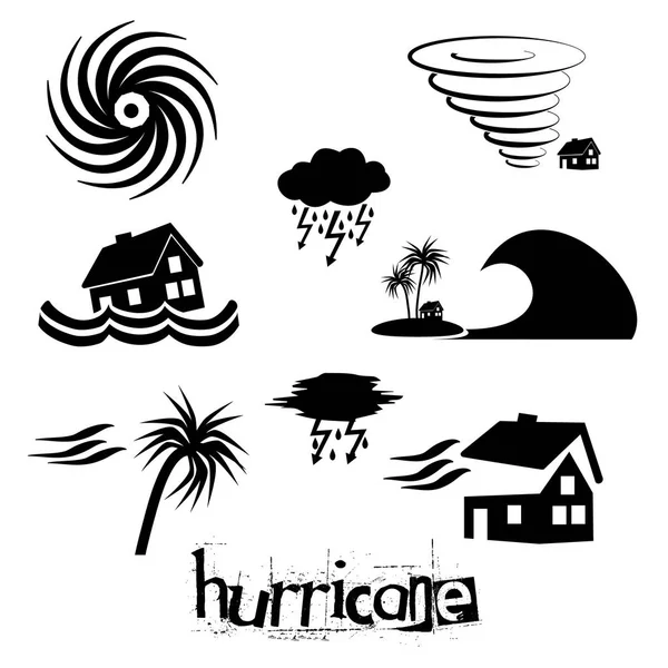 Ouragan catastrophe naturelle problème icônes ensemble eps10 — Image vectorielle