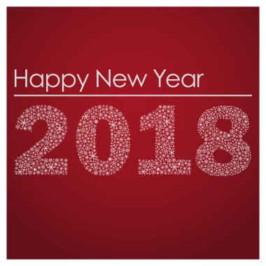 kırmızı mutlu yeni yıl 2018 küçük kar taneleri eps10