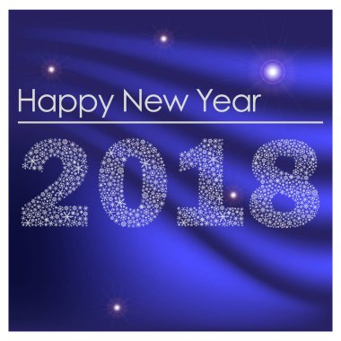 parlak mutlu yeni yıl 2018 küçük kar taneleri eps10 mavi