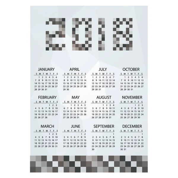 2018 biznesowe proste ściany kalendarz skali szarości cegły eps10 — Wektor stockowy