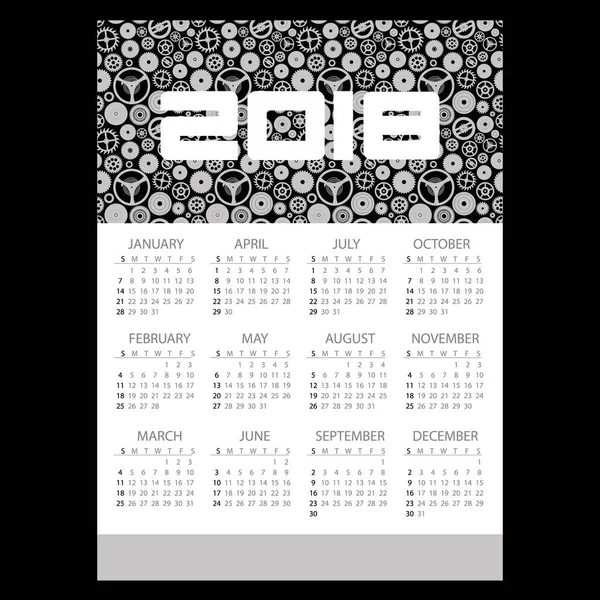 2018 calendario de pared de negocios simple con patrón de tema de reloj eps10 — Vector de stock