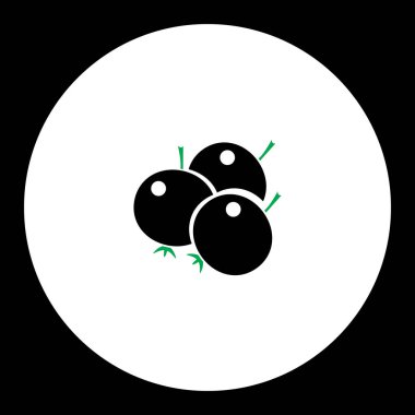 Basit siyah ve yeşil simge eps10 çilek meyve