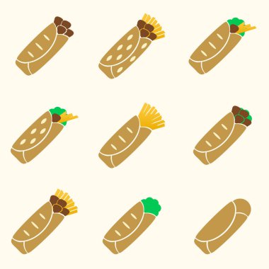eps10 renk tortilla yemek simgeler kümesi