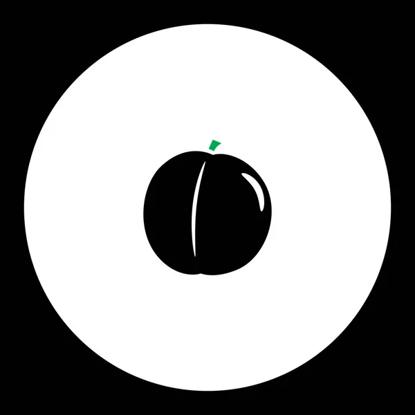 Fruta de melocotón simple icono negro y verde eps10 — Vector de stock