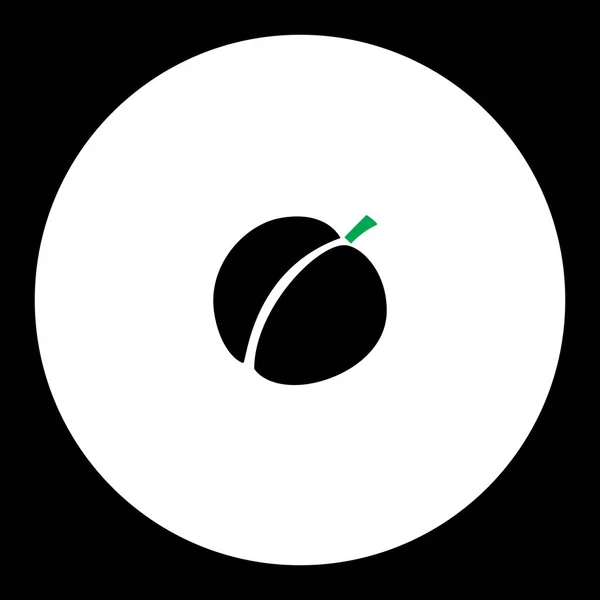 Aprikosenfrüchte einfach schwarz-grünes Symbol eps10 — Stockvektor