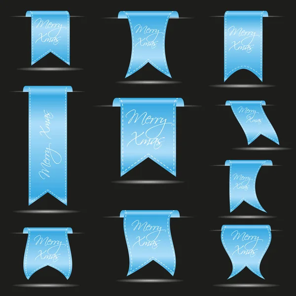 Cyan hängande böjda menyfliksområdet banners för merry xmas eps10 — Stock vektor