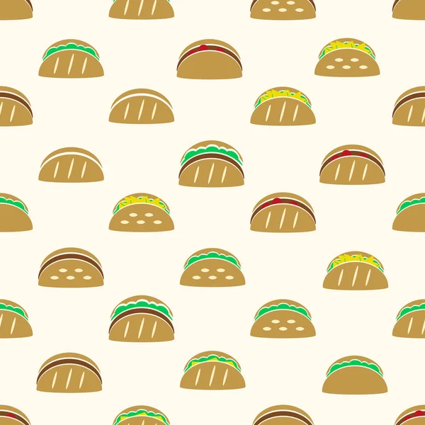 Färg tortilla tacos mat ikoner sömlösa mönster eps10 — Stock vektor