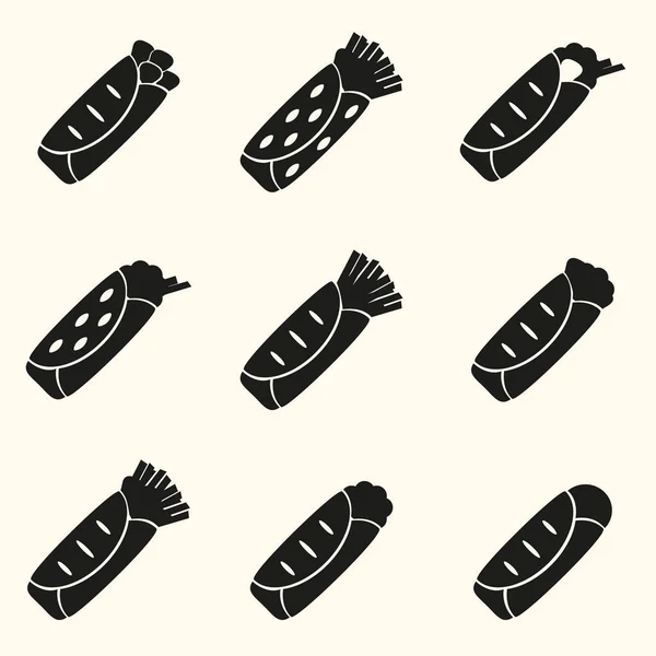 Set von schwarzen Tortilla Essen Symbole Satz eps10 — Stockvektor