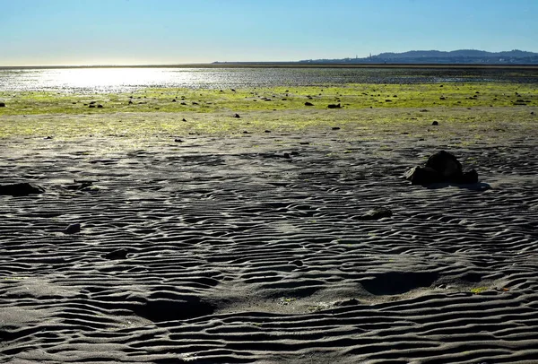 Písek v Dublinském zálivu v Sandymount Přírodní park Irishtown Royalty Free Stock Obrázky