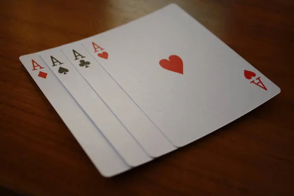 Stack Playing Cards Aces — Stock Photo, Image