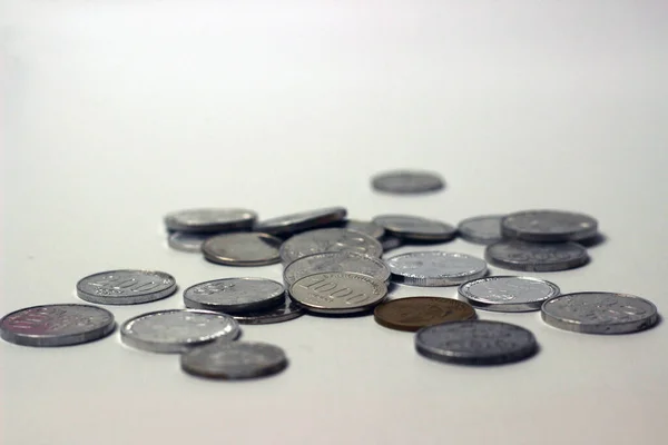 Coins Top White Isolated Background — Stock Photo, Image