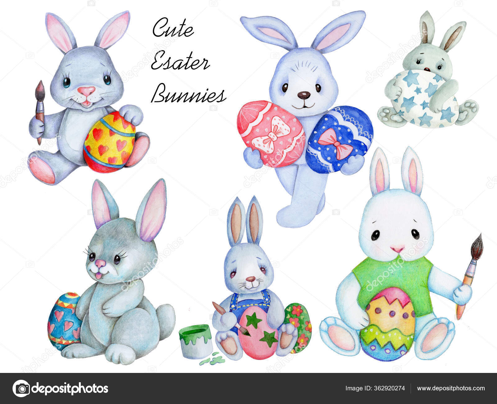 Jouet à Peluche Lapin Mignon Isolé Sur Fond Coloré Illustration