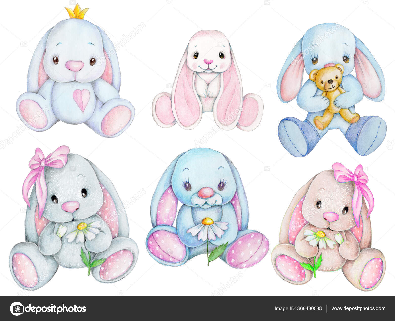 Set Collection Cute Cartoon Blue Pink Bunny Rabbits Little Toy Stock Photo by ©lehaim_lena65@ 368480088 Set Collection Cute Cartoon Blue Pink Bunny Rabbits Little Toy Stock Photo by ©lehaim_lena65@ 368480088