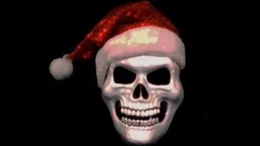 Parlayan Noel Baba şapkalı kafatası