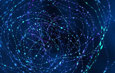 Bağlı çizgi ve noktalarla soyut mavi arkaplan