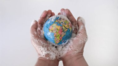 Dünyayı el yıkamada dünya - covid 19 kavramı