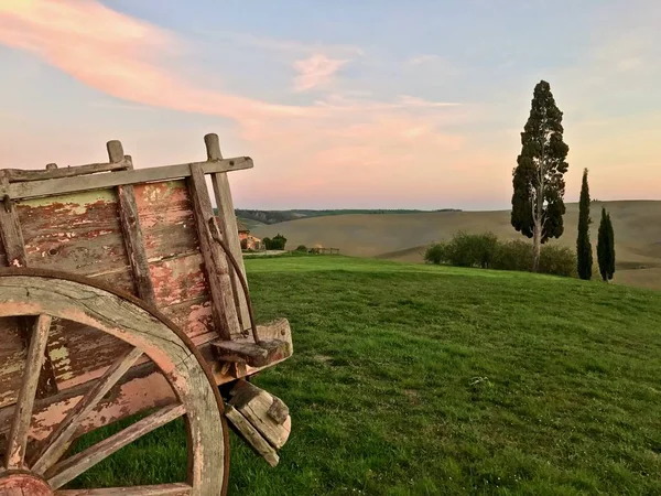 Uitzicht Icoon Van Toscane Zonsopgang San Quirico Orcia Italië — Stockfoto