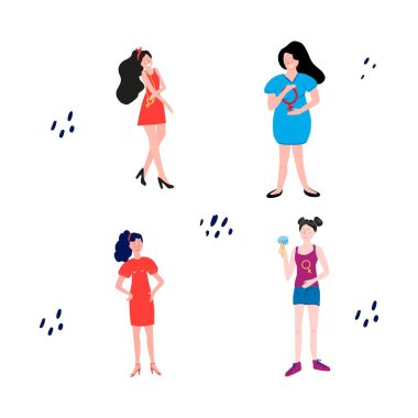 Kadın hakları kavramı. Kürtaj yasağını protesto et. Farklı kadınların tasviri