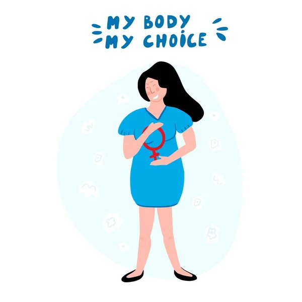 Begreppet Kvinnors Rättigheter Protestera Mot Abortförbud Min Kropp Mitt Val — Stock vektor
