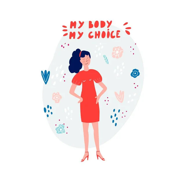 Kadın Hakları Kavramı Kürtaj Yasağını Protesto Benim Vücudum Benim Seçimim — Stok Vektör