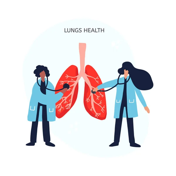 Chequeo de salud pulmonar ilustración plana — Archivo Imágenes Vectoriales