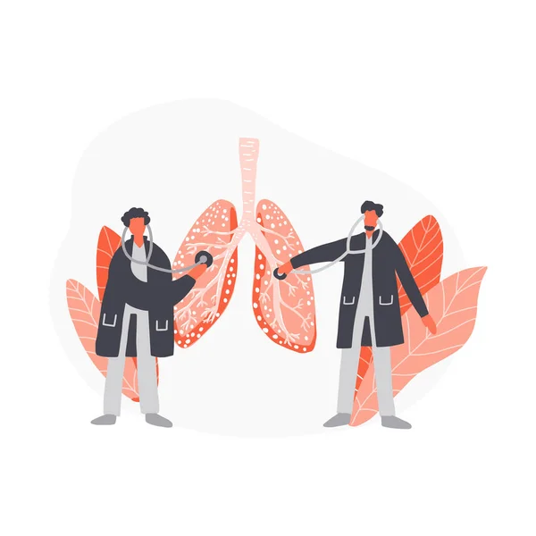 Chequeo de salud pulmonar ilustración plana — Vector de stock