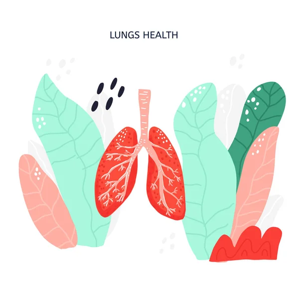 Chequeo de salud pulmonar ilustración plana — Archivo Imágenes Vectoriales