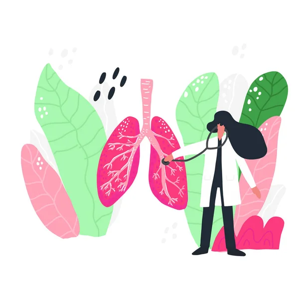 Chequeo de salud pulmonar ilustración plana — Archivo Imágenes Vectoriales