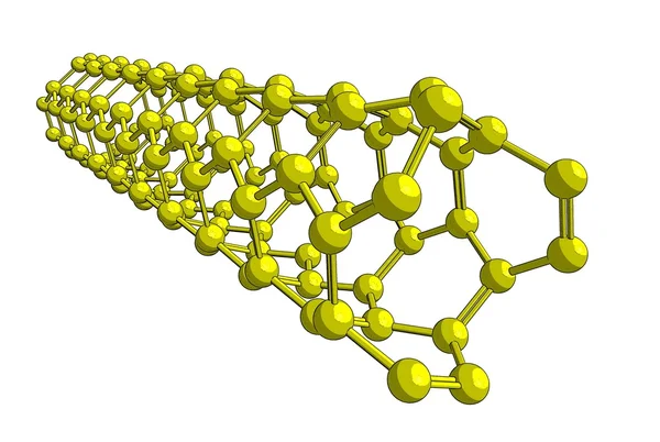 Estrutura molecular do nanotubo amarelo — Fotografia de Stock