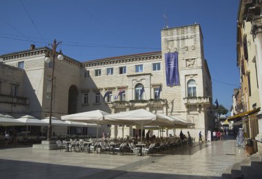 St. Donat kilise, forum ve Cathedral St. Anastasia çan kulesi Zadar, Hırvatistan