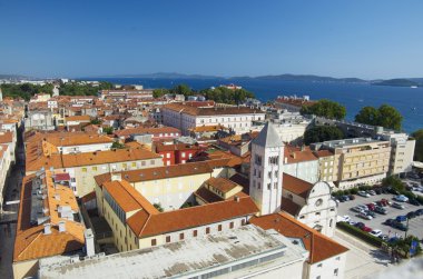 St. Donat kilise, forum ve Cathedral St. Anastasia çan kulesi Zadar, Hırvatistan