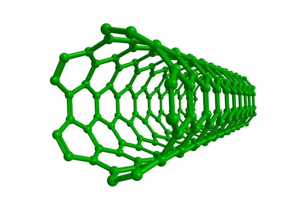 Molekylstruktur för gröna nanotube — Stockfoto