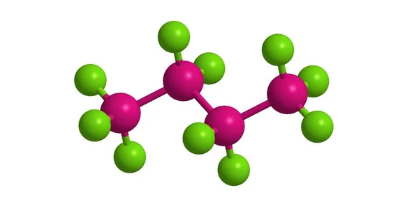 Butane - molecular structure, 3D rendering — Stock Photo, Image