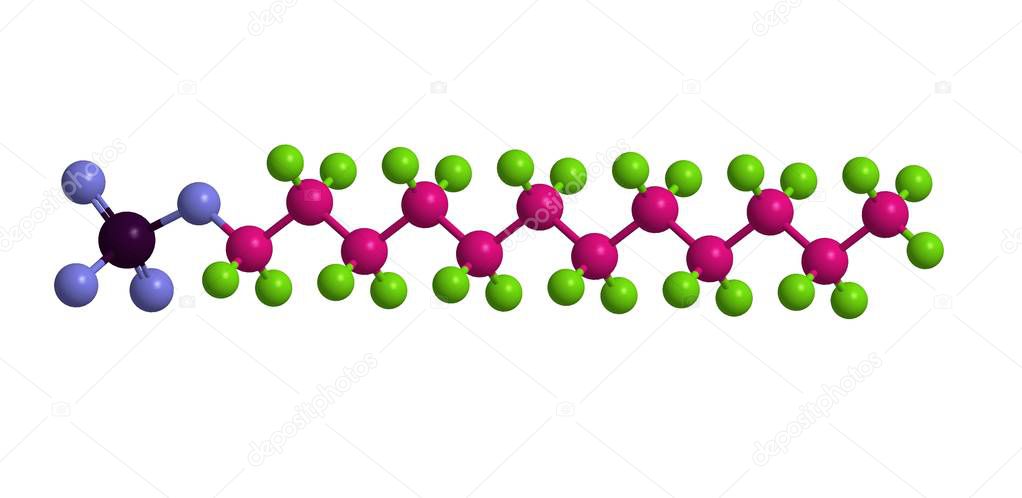 Sodium dodecyl sulfate - molecular structure, 3D rendering
