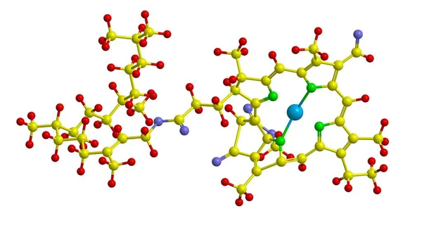 Estrutura molecular da clorofila D, renderização 3D — Fotografia de Stock