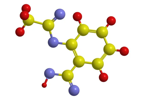 Struttura molecolare dell'acido acetilsalicilico (aspirina), rendering 3D — Foto Stock