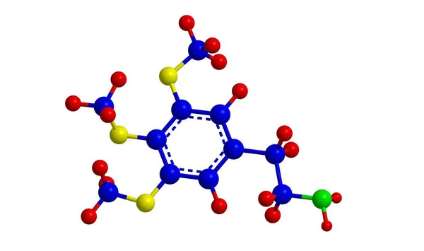 Struktura cząsteczkowa meskaliny, renderowania 3d — Zdjęcie stockowe