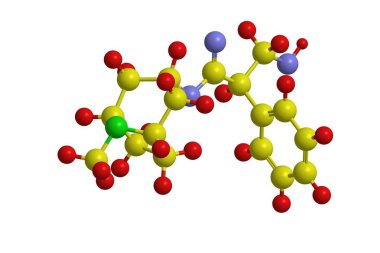 Molecular structure of atropine, 3D rendering clipart